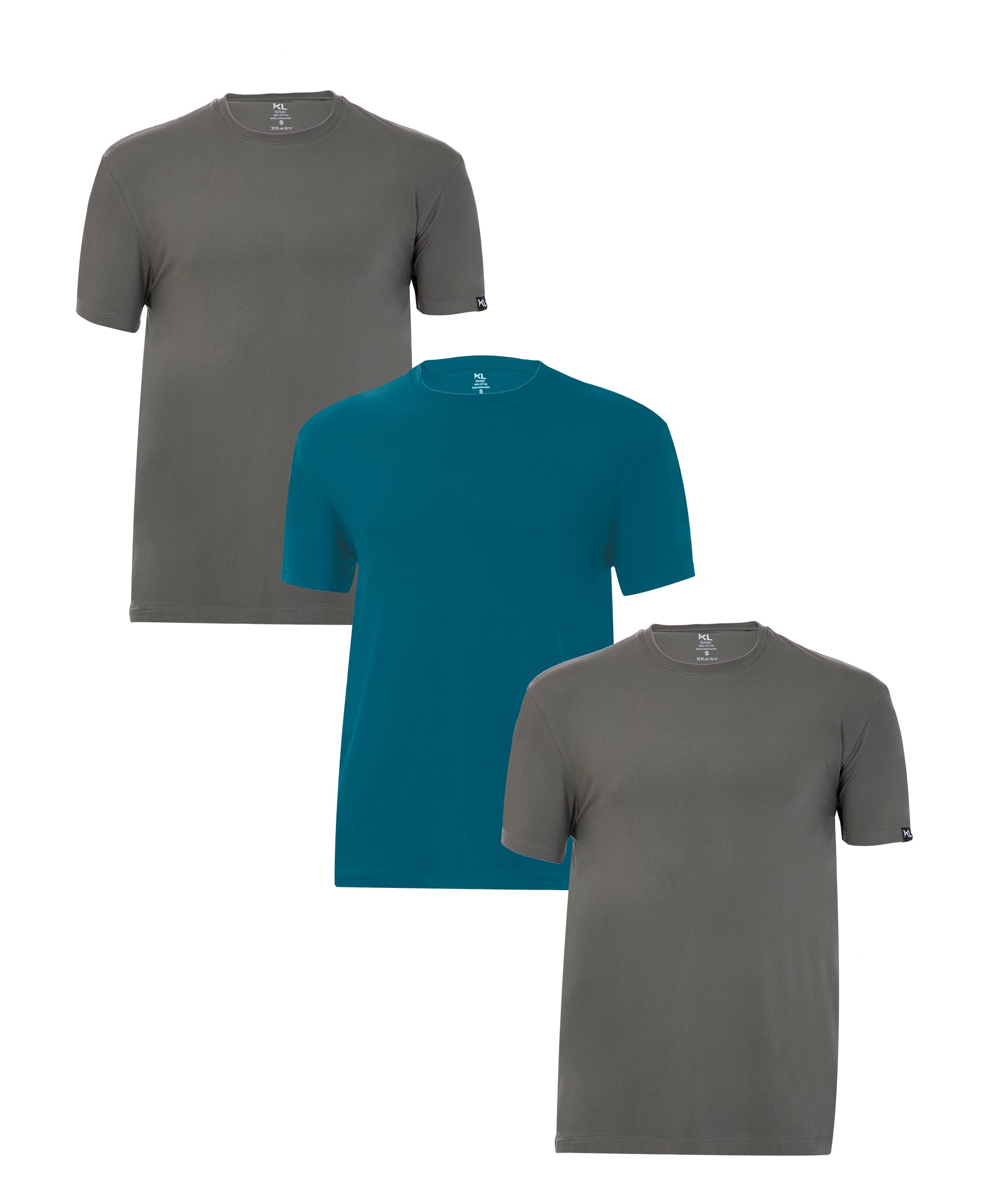 מארז 3 חולצות טריקו איכותיות לגבר  אפור ירוק רויאל אפור