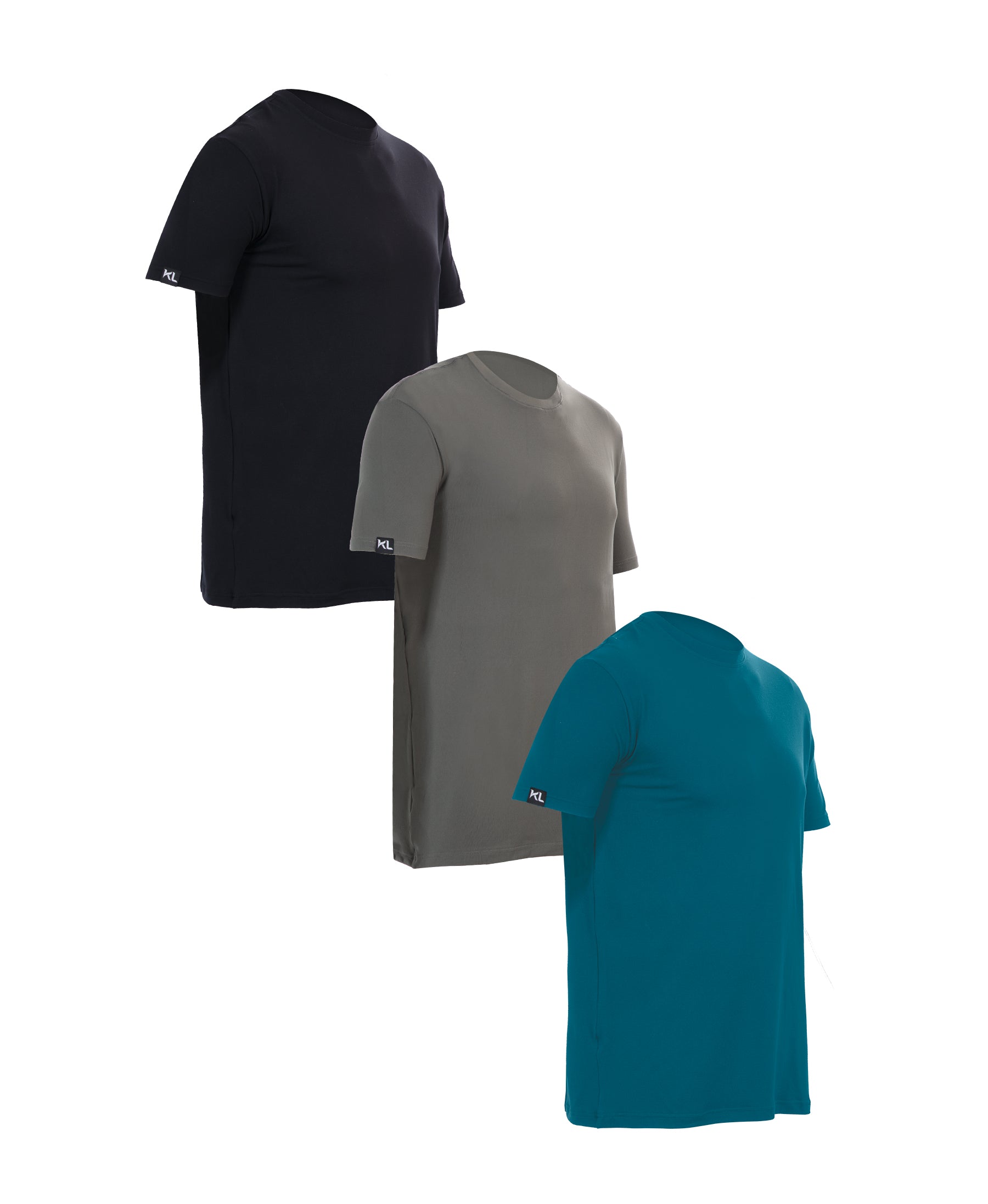 מארז 3 חולצות טריקו איכותיות לגבר שחור אפור ירוק רויאל