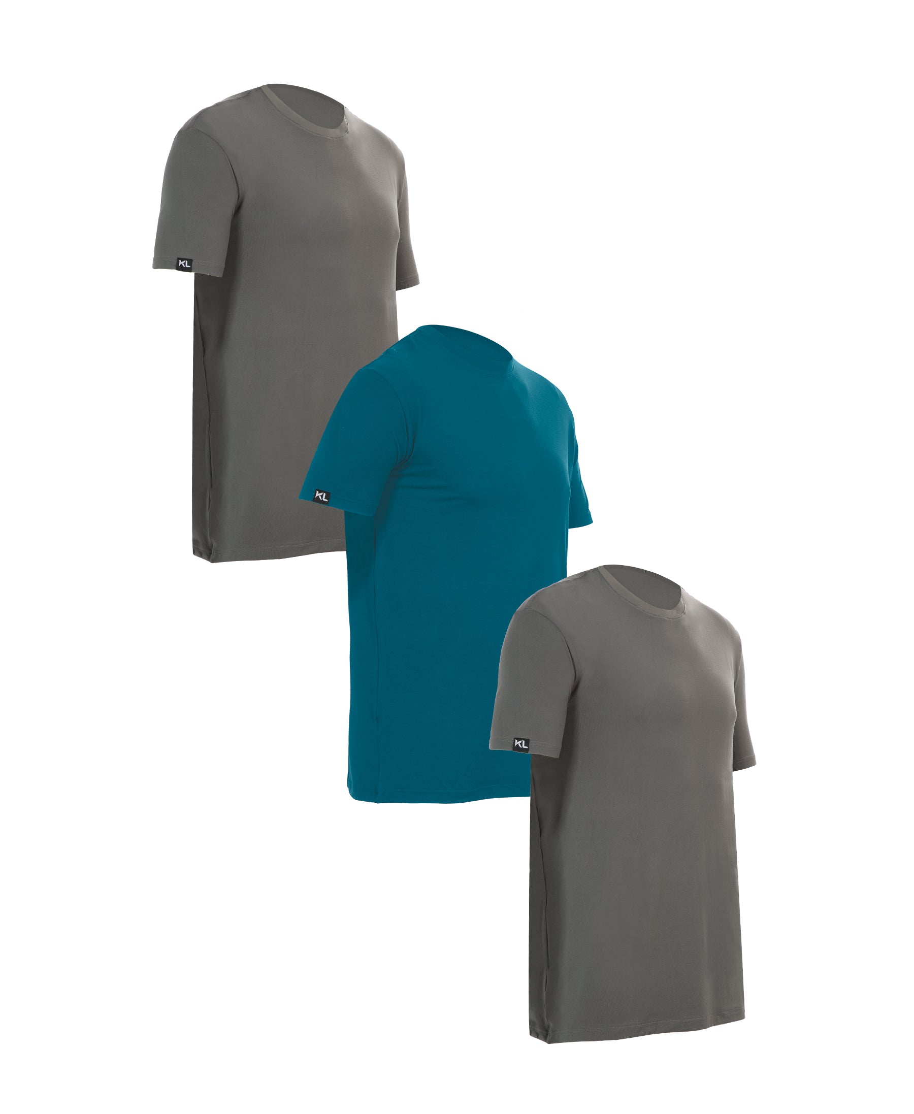 מארז 3 חולצות טריקו איכותיות לגבר  אפור ירוק רויאל אפור
