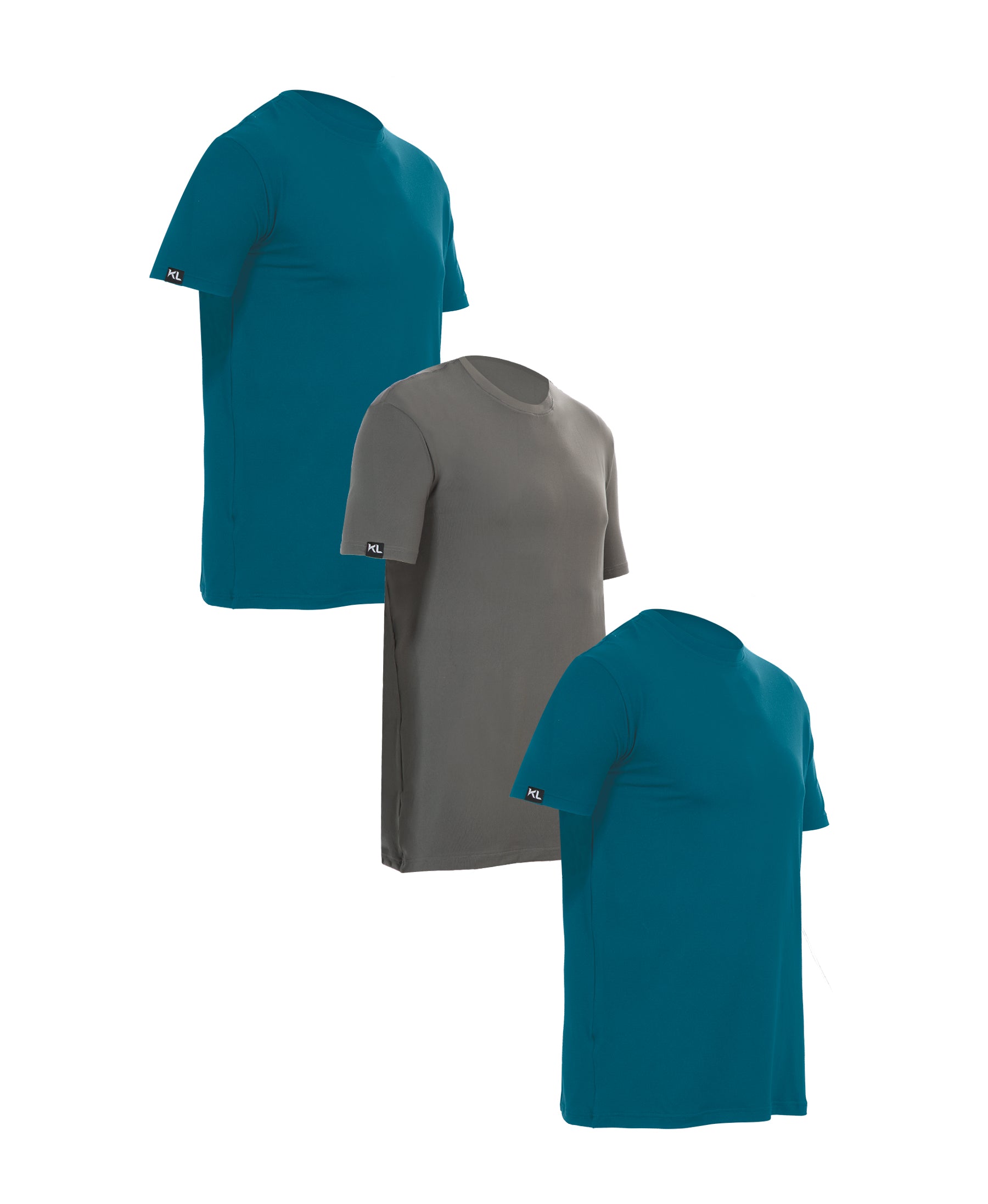 מארז 3 חולצות טריקו איכותיות לגבר ירוק רויאל אפור ירוק רויאל