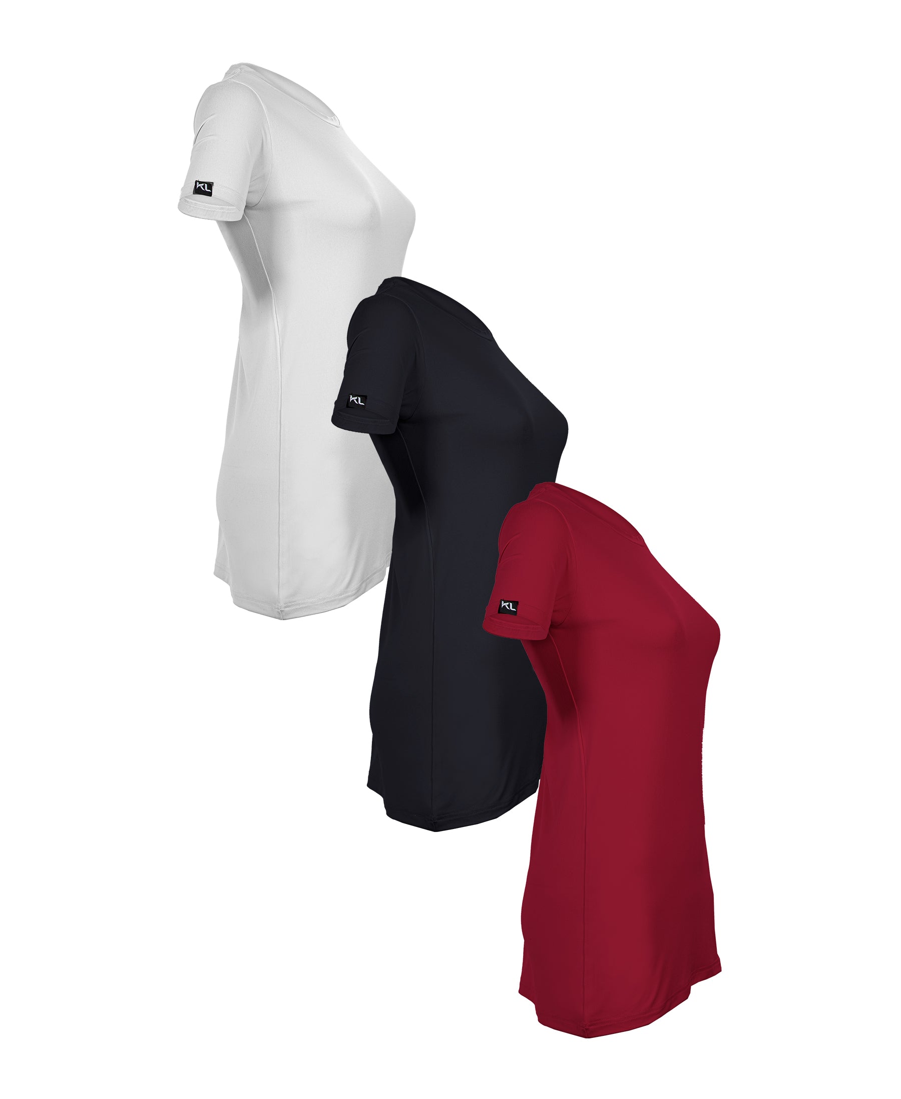 מארז 3 חולצות טריקו איכותיות לאישה צבע - לבן , שחור , בורדו