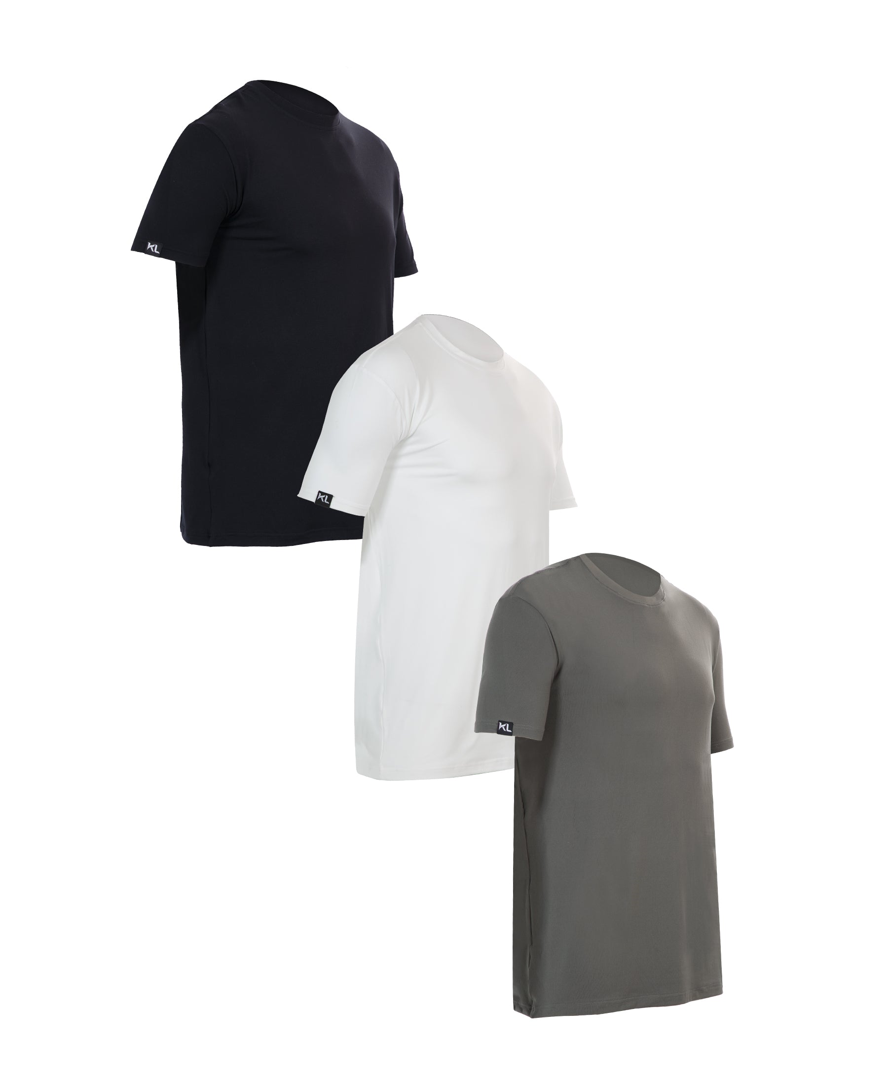 מארז 3 חולצות טריקו איכותיות לגבר שחור לבן  אפור