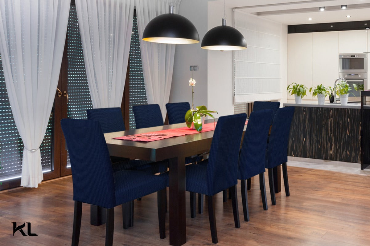 כיסויי כיסא גאקרד קוביות צבע - כחול כהה