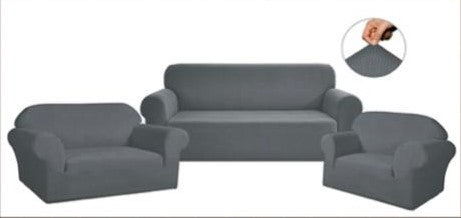 כיסויי סלון אלסטי 3+2+1 אפור כהה