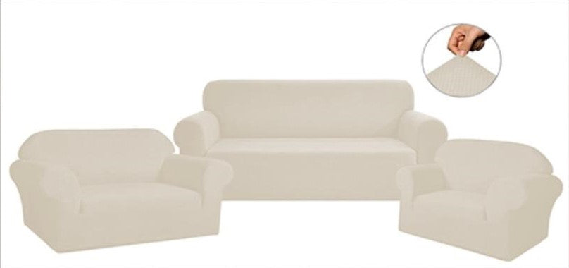 כיסויי סלון אלסטי 3+2+1 קרם