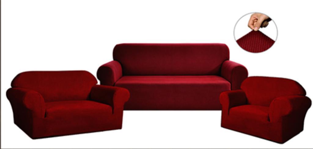 כיסויי סלון אלסטי 3+2+1 בורדו